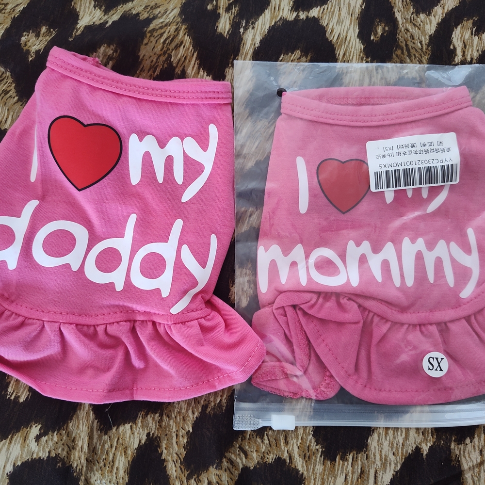 Pink and Red Heart "I Love my Mommy/Daddy Dresses for Pets